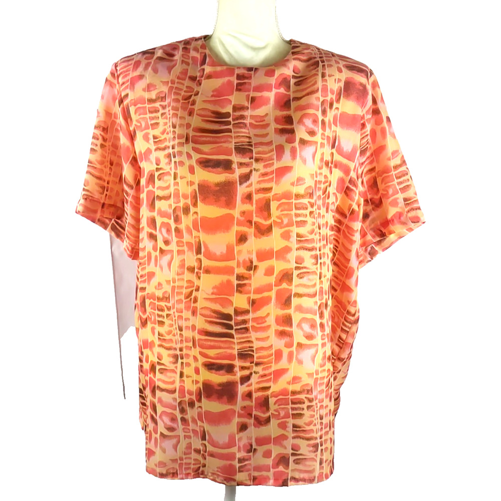 Jordon Women Shirt Suit Blouse Size 16 Orange Peach Career Business